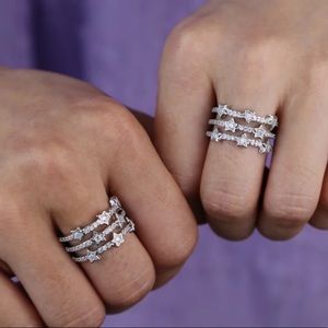⚡️Insta row silver stars ✨ adjustable ring